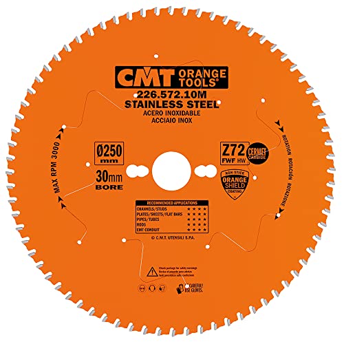 CMT – 226.572.10 M – Kreissägeblatt für Edelstahl HW 250 x 2,2/1,8 x 30 Z72 FWF von CMT