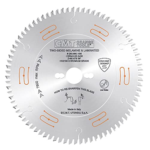 CMT – 283.680.10 M – Chrom Kreissägeblatt HW 250 x 3,2/2,2 x 30 Z80 38 Grad ATB von CMT