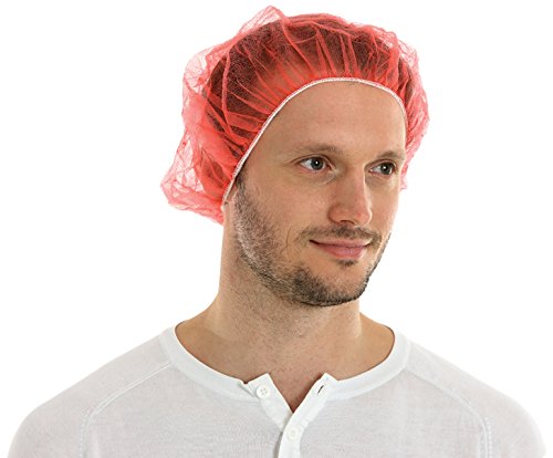 CMT Haarnetz-Bouffant-Cap, PP Vliesstoff, Rot, X-large, ca. 58 cm, 1.000 Stück von CMT