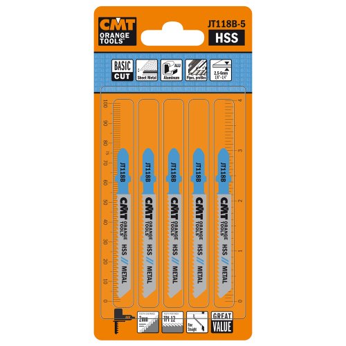 CMT jt118b-5 – 5 Jig Saw Blades HSS 76 x 2 x 12tpi (Metal/Straight/Fine) von CMT