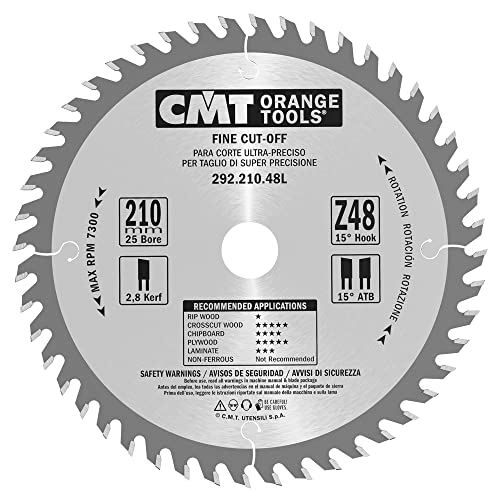 CMT ORANGE TOOLS 292.210.48L - QUERSCHNITTSÄGE FÜR HANDMASCHINEN 210X2.8X25 Z=48 15° WECHSELZAHN von CMT
