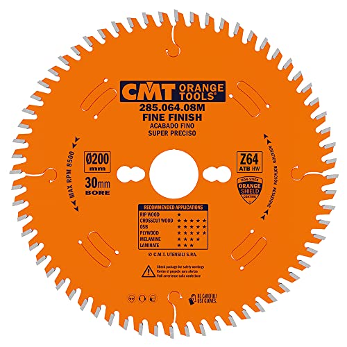 CMT Orange Tools 285.064.08 M – Kreissägeblatt 200 x 3.2 x 30 Z 64 ATB 15 Grad von CMT ORANGE TOOLS
