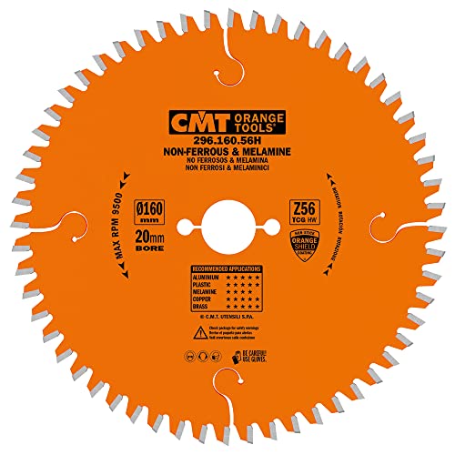 CMT Orange Tools Kreissägeblatt HW 160 x 2,2 / 1,6 x 20 Z=56 TCG - 296.160.56H - für eisenfreies Material, Plastik und Laminat von CMT