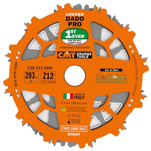 CMT ORANGE TOOLS 230.312.08M - LOCKED DADO PRO SET HW D=203 B=30 Z12 FTG+ATB PTFE von CMT