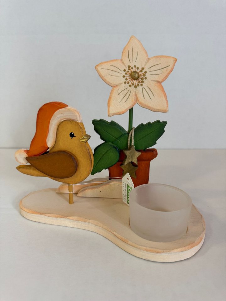 CMTPUPPENGALERIE Windlicht 006030 - Vogel, orange, 20 x 18 cm (1 St) von CMTPUPPENGALERIE