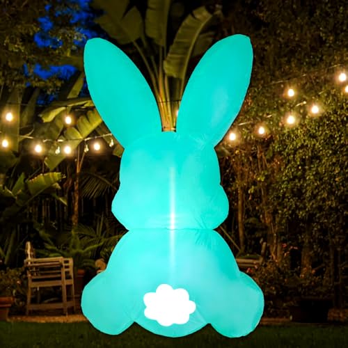 CMUSKO Aufblasbare Oster-Dekorationen – Osterhase aufblasbar süßes Kaninchen-Thema aufblasbar für Frühling-Outdoor-Dekorationen (grün-blau) von CMUSKO