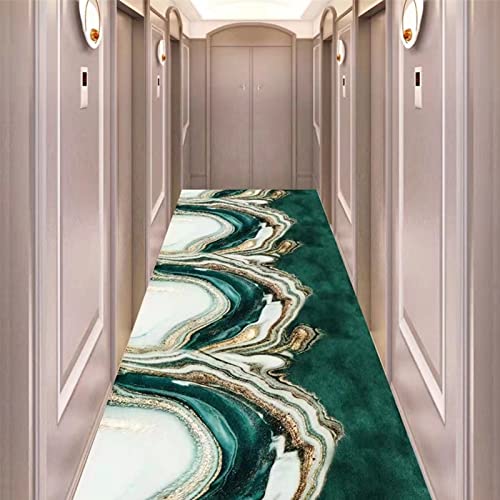 CMX-BOX Lange/schmale Flur-Runner-Teppiche, moderner Teppichläufer für Korridor/Küche/Schlafzimmer/Wohnzimmereingangsboden Matte - grün/golden/weiß (Size : 100x300cm) von CMX-BOX