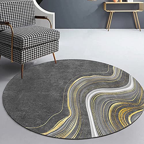 Grau und Gold Nordic Rundfläche Teppich Rutschfeste Waschbare Rundkreis-großer Teppich für Schlafzimmer Bürostuhl Matten - 80cm 100 cm 120 cm 140 cm 160cm 180cm 200 cm ( Size : Durchmesser 160cm ) von CMX-BOX