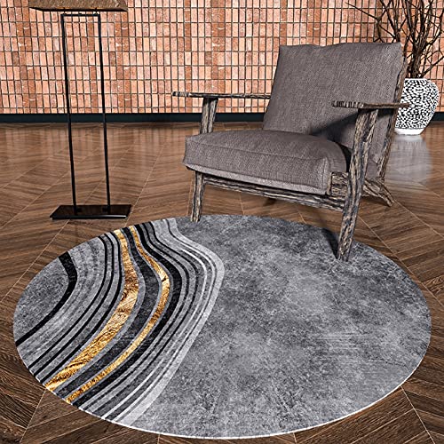 Graugold Modern Einfach Stil Teppich Runde Große Fläche Teppich für Schlafzimmer Eingang Nachttisch Waschbare Boden Dekor Matte - 80cm 100 cm 120 cm 140 cm 160 cm 200 cm ( Size : Durchmesser 120cm ) von CMX-BOX