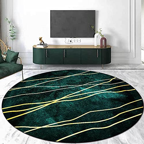 Grüne zeitgenössische kreisförmige Teppiche 60 cm 80 cm 100 cm 120 cm 140 cm 160 cm große runde teppich für wohnzimmer kaffee tisch sofa rutschfeste boden dekor matte ( Size : Durchmesser 60cm ) von CMX-BOX