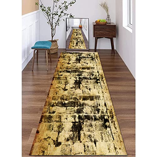 CMX-RUG Modern Goldener schwarzer schmaler Runner-Teppich für Flur-Eingang, Teppichläufer für Korridor 1m / 1,5m / 2m / 2,5m / 3m / 3,5m / 4m / 4,5m / 5m / 6m extra Lange Teppich (Size : 80x300cm) von CMX-RUG