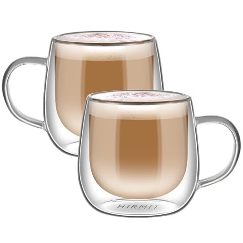 CMXING Doppelwandige Latte Macchiato Gläser Set 2er Set 300ML Kaffeeglas Teegläser mit Henkel Borosilikatglas Kaffeetassen Glas für Cappuccino,Tee,Sodawasser,Milch,kaltes Getränk von CMXING