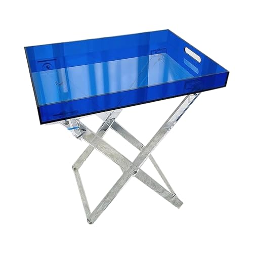 CMYAOYC Klappbarer Acryl-Tabletttisch, Beistelltisch, Transparent Sofatisch Side Table, Moderne Nachttisch Ablage für Kleine Wohnungen(Blue) von CMYAOYC