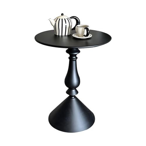 CMYAOYC Kleiner Esstisch, Moderner, Runder Metall-Beistelltisch, Cocktail- und Getränketisch, Nachttisch für Wohnzimmer, Bett oder Sofa(Black) von CMYAOYC