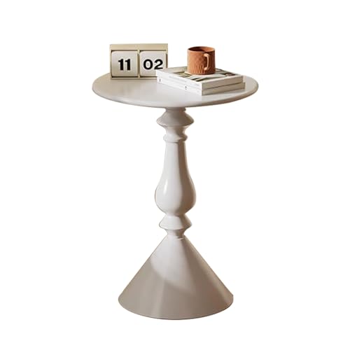 CMYAOYC Kleiner Esstisch, Moderner, Runder Metall-Beistelltisch, Cocktail- und Getränketisch, Nachttisch für Wohnzimmer, Bett oder Sofa(White) von CMYAOYC