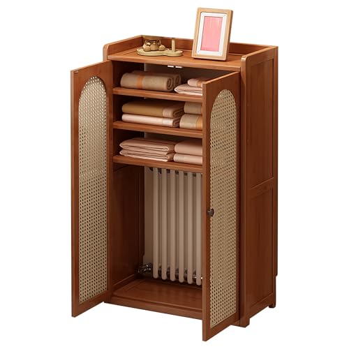 Moderne Heizkörperabdeckung aus Holz mit Tür, Heizkörper Abdeckung, Rattan-WLAN-Router-Aufbewahrungsschrank, Heizkörperablage für Wohnzimmer, Schlafzimmer(Large) von CMYAOYC