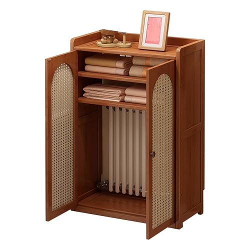 Moderne Heizkörperabdeckung aus Holz mit Tür, Heizkörper Abdeckung, Rattan-WLAN-Router-Aufbewahrungsschrank, Heizkörperablage für Wohnzimmer, Schlafzimmer(Medium) von CMYAOYC