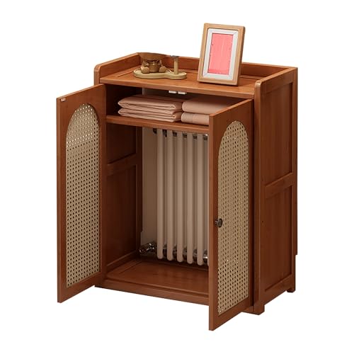 Moderne Heizkörperabdeckung aus Holz mit Tür, Heizkörper Abdeckung, Rattan-WLAN-Router-Aufbewahrungsschrank, Heizkörperablage für Wohnzimmer, Schlafzimmer(Small) von CMYAOYC