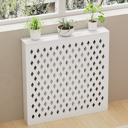 Radiator Cover Heizungsverkleidung, Heizkörperverkleidung, Tragbare Weiße Heizkörperabdeckungen für Heizkörper, Dekorativ für Haushalt, Wohnzimmer, Zuhause(80x80x20cm) von CMYAOYC