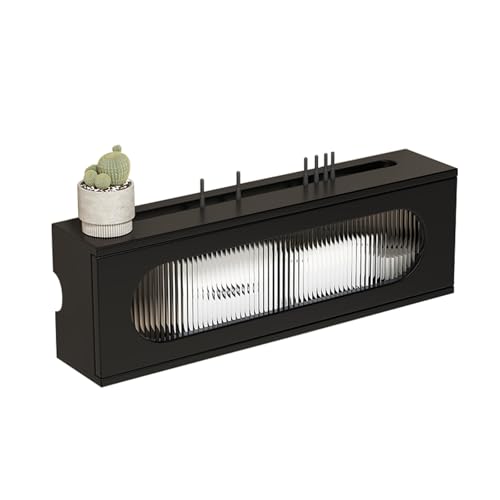 CMYCYDDPLY An der Wand Montierte Router Schrank, Router Verstecken aus Kiefernholz, Router Box, für Büro, Wohnzimmer, Schlafzimmer(Black,90cm/35.4in) von CMYCYDDPLY