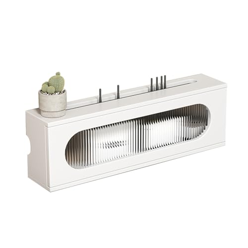 CMYCYDDPLY An der Wand Montierte Router Schrank, Router Verstecken aus Kiefernholz, Router Box, für Büro, Wohnzimmer, Schlafzimmer(White,90cm/35.4in) von CMYCYDDPLY