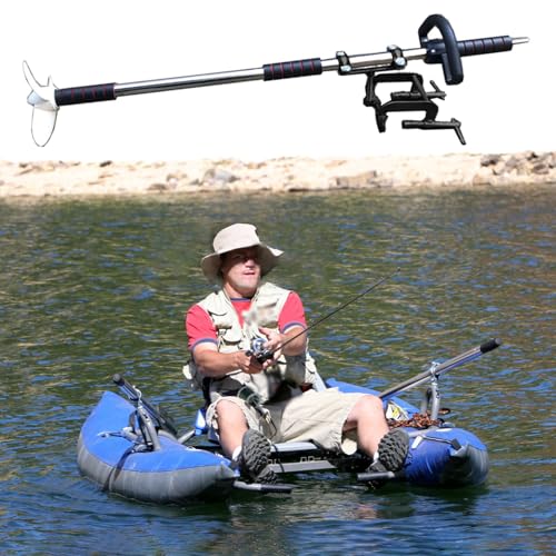 Außenborder Akku-Bohrschrauber-Propeller für Kajak-Kanu/Handgeführter Trolling-Motorsatz, Bootspropeller aus Metall-Aluminiumlegierung mit Bohrantrieb(With Clamp,L-100cm(39 3/8")) von CMYUN