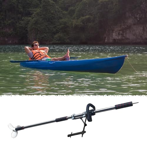 Außenborder Aluminium-Bohrpropeller mit Klemme/Halterung, Lenkbarer Akku-Bohrpropeller-Bausatz, Unterwasser-Trolling-Motor für Kajak, Kanu Und Belly-Tube(With Bracket,L-125cm(49 1/4")) von CMYUN