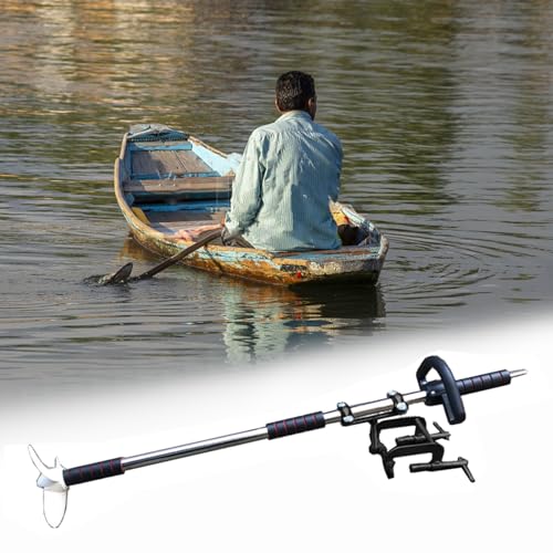 Außenborder Kanu-Boot-Bohrpropeller mit Klemme/Halterung, Tragbares Unterwasser-Trolling-Motor-Kit, Not-Paddelpropeller 100/125 cm Lang, Aluminium(With Clamp,L-125cm(49 1/4")) von CMYUN