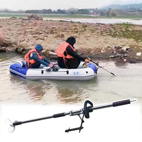 Außenborder Lenkbarer Aluminium-Bohrpropeller für Kajaks, Notpropeller mit Paddel-/Akku-Bohrschrauberantrieb, Trolling-Motor für Kleine Boote für Seeteiche, Tragbar(With Bracket,L-100cm(39 3/8")) von CMYUN