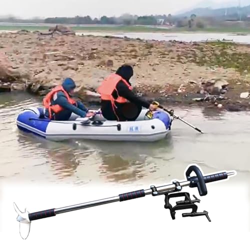 Außenborder Lenkbarer Aluminium-Bohrpropeller für Kajaks, Notpropeller mit Paddel-/Akku-Bohrschrauberantrieb, Trolling-Motor für Kleine Boote für Seeteiche, Tragbar(With Clamp,L-100cm(39 3/8")) von CMYUN