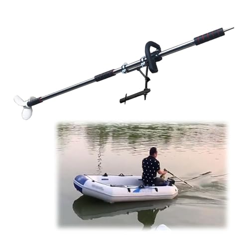 Außenborder Notpaddelmotor/Bohrpropeller-Set, Kajak-Float-Tube-Boot-Propeller mit Akku-Bohrschrauber, Leichtmetall-Trolling-Motorruder für Seeteiche(With Bracket,L-125cm(49 1/4")) von CMYUN