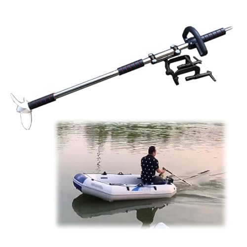 Außenborder Notpaddelmotor/Bohrpropeller-Set, Kajak-Float-Tube-Boot-Propeller mit Akku-Bohrschrauber, Leichtmetall-Trolling-Motorruder für Seeteiche(With Clamp,L-100cm(39 3/8")) von CMYUN