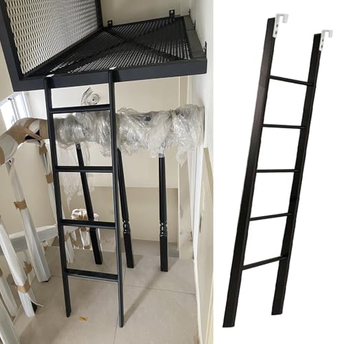 CMYUN Hochbett Leiter Kurze Metallleiter/Etagenbettleiter mit Haken, Schwarze Etagenbettleitern für Wohnmobile Und Wohnheime, Platzsparende Sicherheits-Aufstiegsleiter fürs Dachgeschoss(160cm/63) von CMYUN