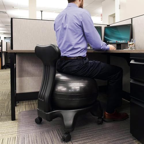 CMYUN Sitzball Stabilitäts-Balance-Ballstuhl für Büro, Yogaballsitz mit Rollen und Rückenstütze, Ergonomischer Stuhl für Erwachsene und Kinder, Lässt Sich Leicht Unter dem Schreibtisch Verstauen von CMYUN