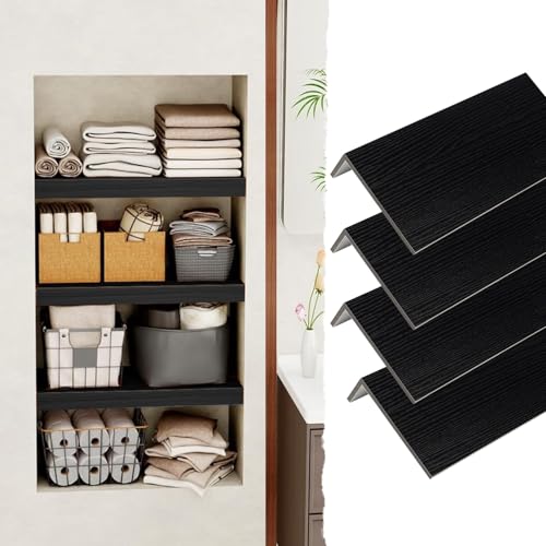 Drahtregaleinlage Schwarze Drahtregalabdeckung mit Holzmaserung, PVC-Drahtregalabdeckungen für Vorratsschränke, DIY-wasserdichte Regaleinlage für Waschküche Und Küche(4pcs,L23xW12"/58x30cm) von CMYUN