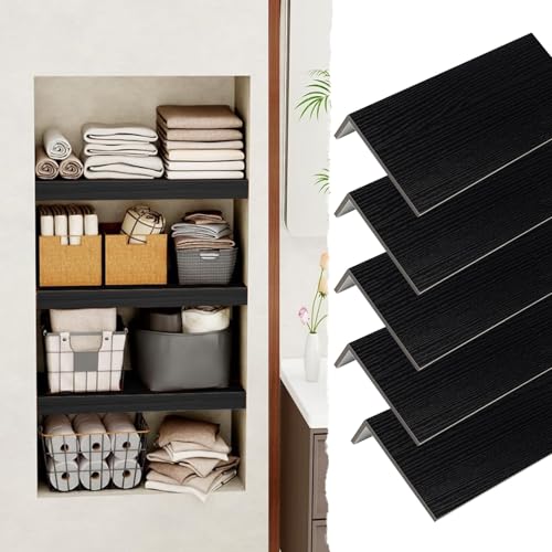 Drahtregaleinlage Schwarze Drahtregalabdeckung mit Holzmaserung, PVC-Drahtregalabdeckungen für Vorratsschränke, DIY-wasserdichte Regaleinlage für Waschküche Und Küche(5pcs,L24xW12"/61x30cm) von CMYUN
