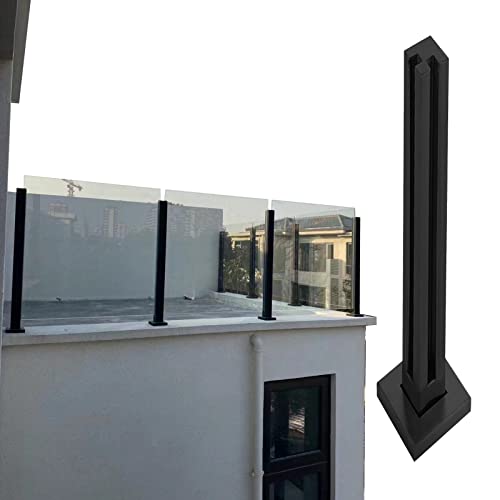 Glasgeländer Balkon Garten Glasgeländer Pfosten, Schwarze Quadratische Glasgeländer-Zaunplatten für Den Innen- Und Außenbereich, Glasgeländer Handlauf 90/95/105cm (Color : Black Corner Post, Size : von CMYUN