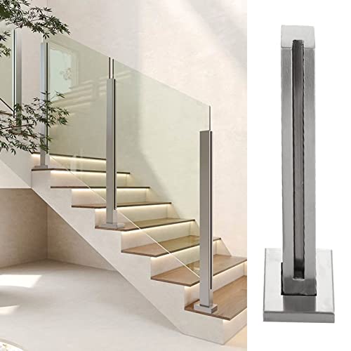 Glasgeländer Glasgeländerpfosten Im Innen- und Außenbereich, Silbernes Quadratisches Treppenglas-Balustradensystem, Hochleistungsplattformgeländer-Zaunstangenhandlauf, 85/95/105cm (Color : End Post, von CMYUN