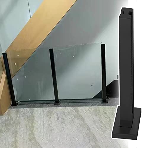 Glasgeländer Innentreppensicherheitsglas-Geländerpfosten, Wohnzimmerdeck Garten Schwimmbad Leitplanke, Glasbalustraden-Geländergeländersystem, Schwarz (Color : Black Mid Post, Size : H-95cm(37.4")) von CMYUN