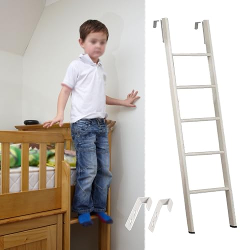 Hochbett Leiter Etagenbettleiter für Einzelbett Im Wohnheim, Metall-Etagenbettleitern für Kinder und Erwachsene mit Rutschfesten Füßen, Austauschbare, Kurze(155cm/61") von CMYUN