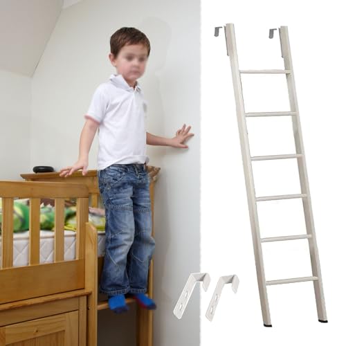 Hochbett Leiter Etagenbettleiter für Einzelbett Im Wohnheim, Metall-Etagenbettleitern für Kinder und Erwachsene mit Rutschfesten Füßen, Austauschbare, Kurze(180cm/71") von CMYUN