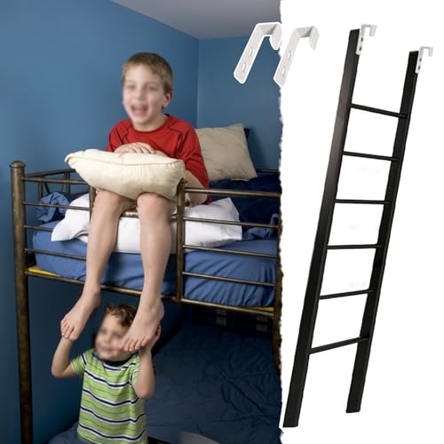 Hochbett Leiter Schwarze Etagenbettleiter für Erwachsene und Kinder (Wohnheim), Sicherheits-Trittleiter aus Metall 120 135 140 150 160 165 170 180 Cm, Mit Haken(180cm/71") von CMYUN