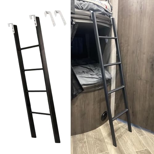 Hochbett Leiter Wohnmobil-Etagenbettleiter mit 2 Haken, Schwarze Metallbettleiter für Kinder Und Erwachsene, Doppelstockbettleiter für Wohnheime, Stufenleiter 116 130 140 150 160 165 170 175 180 185 C Hochbett Leiter Wohnmobil-Etagenbettleiter mit 2 Haken, Schwarze Metallbettleiter für Kinder Und Erwachsene, Doppelstockbettleiter für Wohnheime, Stufenleiter 116 130 140 150 160 165 170 175 180 185 C von CMYUN