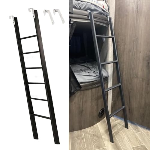 Hochbett Leiter Wohnmobil-Etagenbettleiter mit 2 Haken, Schwarze Metallbettleiter für Kinder Und Erwachsene, Doppelstockbettleiter für Wohnheime, Stufenleiter 116 130 140 150 160 165 170 175 180 185 C von CMYUN