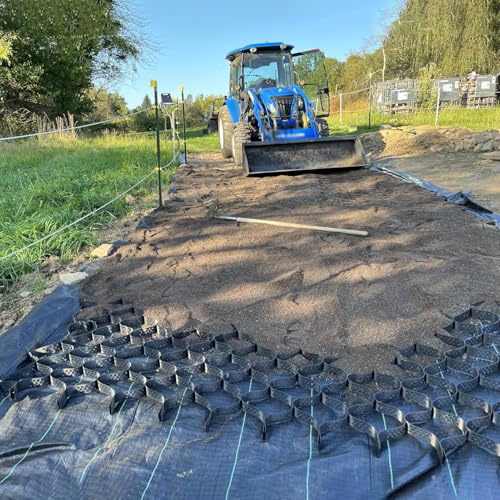 Kiesgitter 10 Cm Hohes Bodengitter für Gartenhäuser, Durchlässige, Verformungssichere Kiesgitter, Wabenförmige Unterlage für Einfahrten, Garagen, Gehwege, 30 X 30 cm(4m x 10m (13ft x 33ft)) von CMYUN