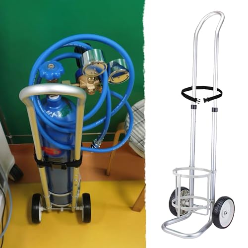 Sauerstoffflasche Gestell Verstellbares Sauerstoffflaschengestell, Fahrbar, Leichter Sauerstoff-Transportwagen mit Gurt, Kleines Gasflaschengestell mit Rädern, Flaschenwagen(D 146mm (5 3/4")) von CMYUN
