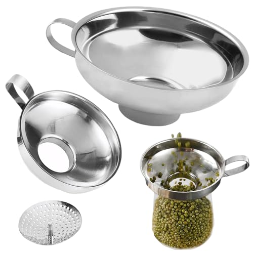 3PCS -Trichter zum Füllen von Flaschen Set Robus Wide Mund Trichter mit Sieb mit Sieb, poliertem Konservenstrichter mit Griff für Marmelalsalatsauce. 3PCS -Trichter zum Füllen von Flaschen Set Robus Wide Mund Trichter mit Sieb mit Sieb, poliertem Konservenstrichter mit Griff für Marmelalsalatsauce. von CNAFGBGG