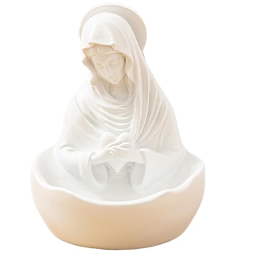 CNAFGBGG 1pc Jungfrau Maria Statue, 5.5x4.7 Bedenken Rosenkranzhalter weißes Harz gesegneter Mutter Maria Statue Heilige Mutter Figur, religiöses Geschenk für katholische Heimtischtischdekoration von CNAFGBGG