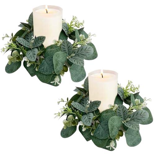CNAFGBGG 2pcs Kleiner Eukalyptuskranz, kleine Kranzkerzenkranzsimulation Boho Weihnachtskerzenringe, 9,8 Zoll grünes Kerzenringe für Hochzeit Home Tischplatte Wandfensterdekoration CNAFGBGG 2pcs Kleiner Eukalyptuskranz, kleine Kranzkerzenkranzsimulation Boho Weihnachtskerzenringe, 9,8 Zoll grünes Kerzenringe für Hochzeit Home Tischplatte Wandfensterdekoration von CNAFGBGG