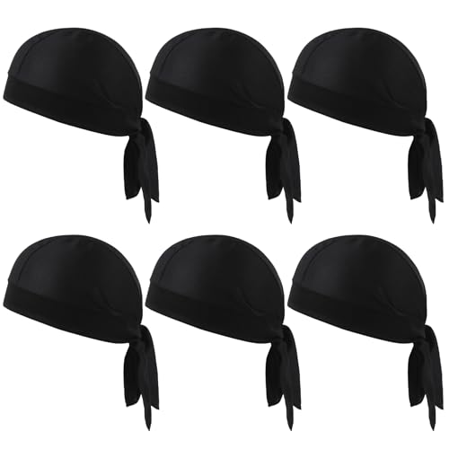 CNAFGBGG 6pcs Durags für Männer, Seidendurag für Männer elastischer Polyester schwarzer Durag mit Schwanzmodewellenkappe für Partys, Küchenkochservice, Familienversammlungen und Freizeitausflüge CNAFGBGG 6pcs Durags für Männer, Seidendurag für Männer elastischer Polyester schwarzer Durag mit Schwanzmodewellenkappe für Partys, Küchenkochservice, Familienversammlungen und Freizeitausflüge von CNAFGBGG